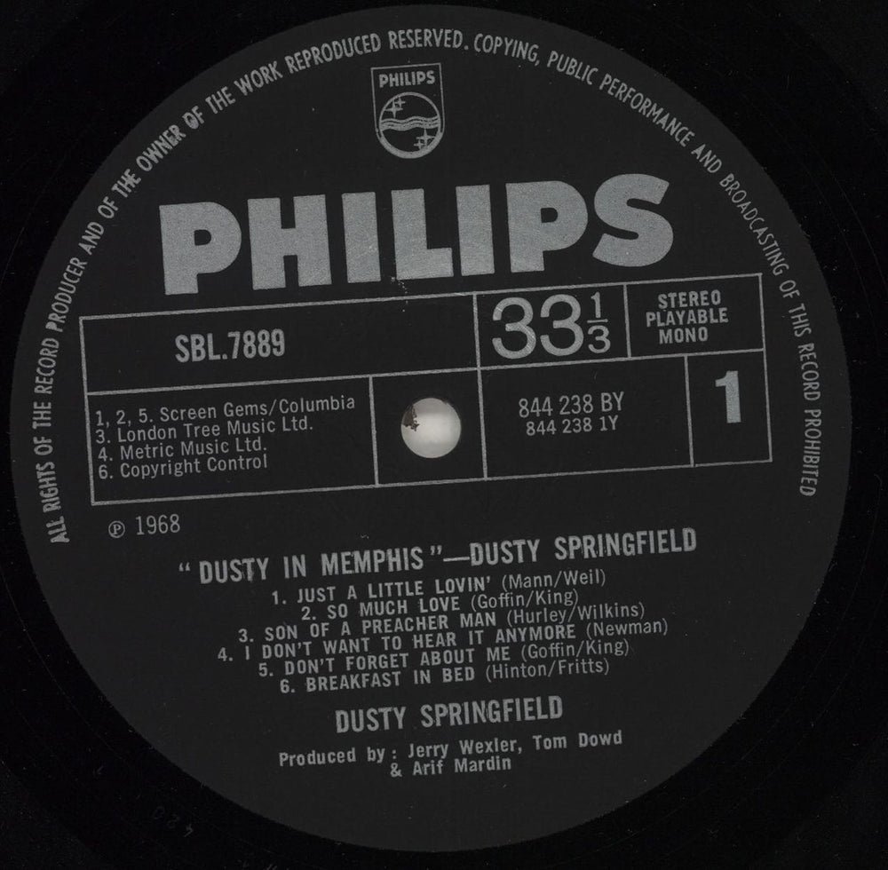 Dusty Springfield Dusty In Memphis - 1st UK vinyl LP album (LP record) DUSLPDU229264