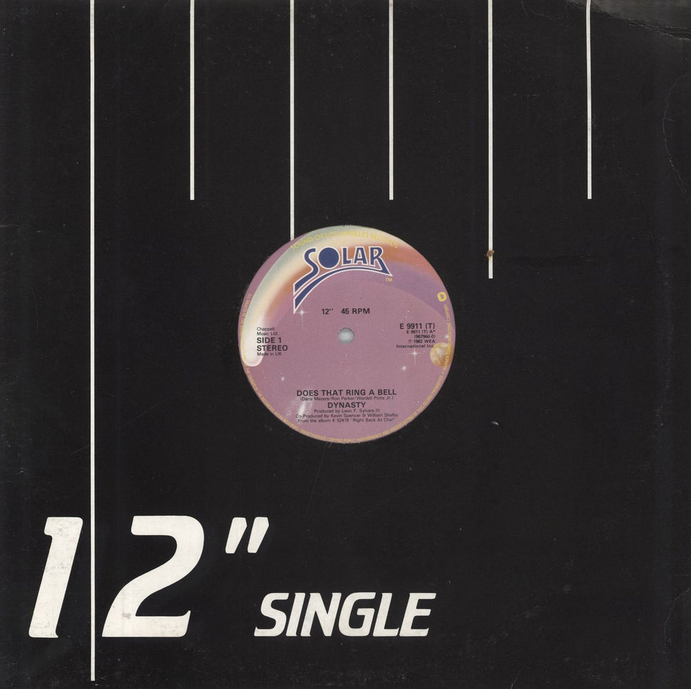 Dynasty Does That Ring A Bell UK 12" vinyl single (12 inch record / Maxi-single) E9911(T)