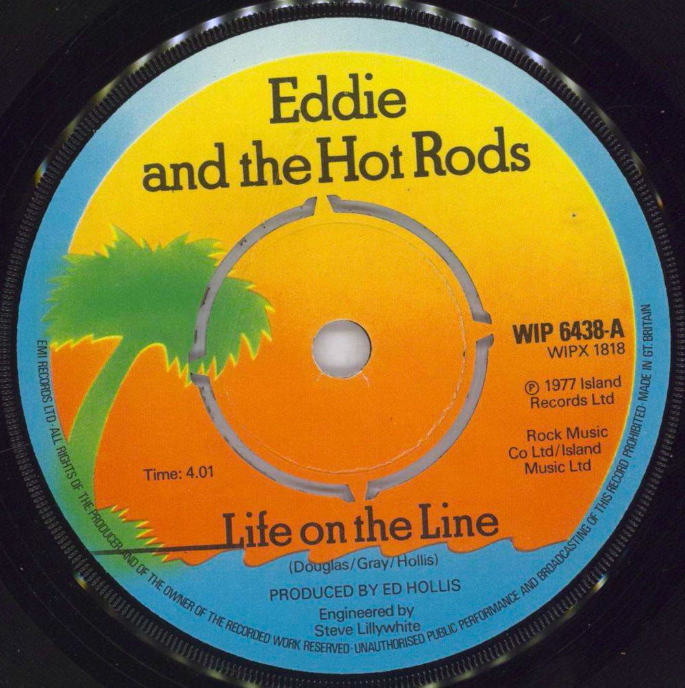 Eddie And The Hot Rods Life On The Line - Factory Sample UK Promo 7" vinyl single (7 inch record / 45) EHO07LI829544