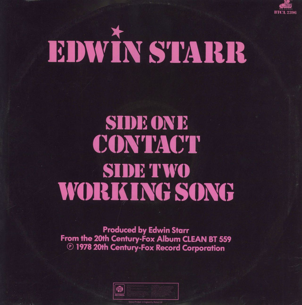 Edwin Starr Contact - Pink Vinyl + p/s UK 12" vinyl single (12 inch record / Maxi-single)