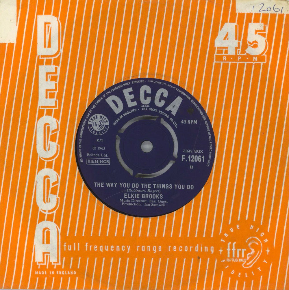 Elkie Brooks The Way You Do The Things You Do UK 7" vinyl single (7 inch record / 45) F.12061