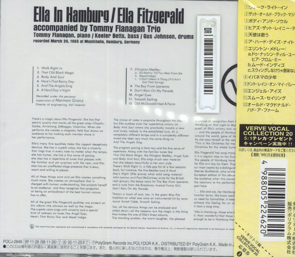 Ella Fitzgerald Ella In Hamburg - Sealed Japanese CD album (CDLP)