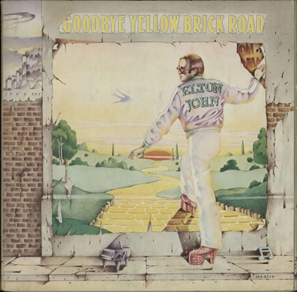 Elton John Goodbye Yellow Brick Road - 1st - Brown & Blue/Purple UK 2-LP vinyl record set (Double LP Album) DJLPD1001