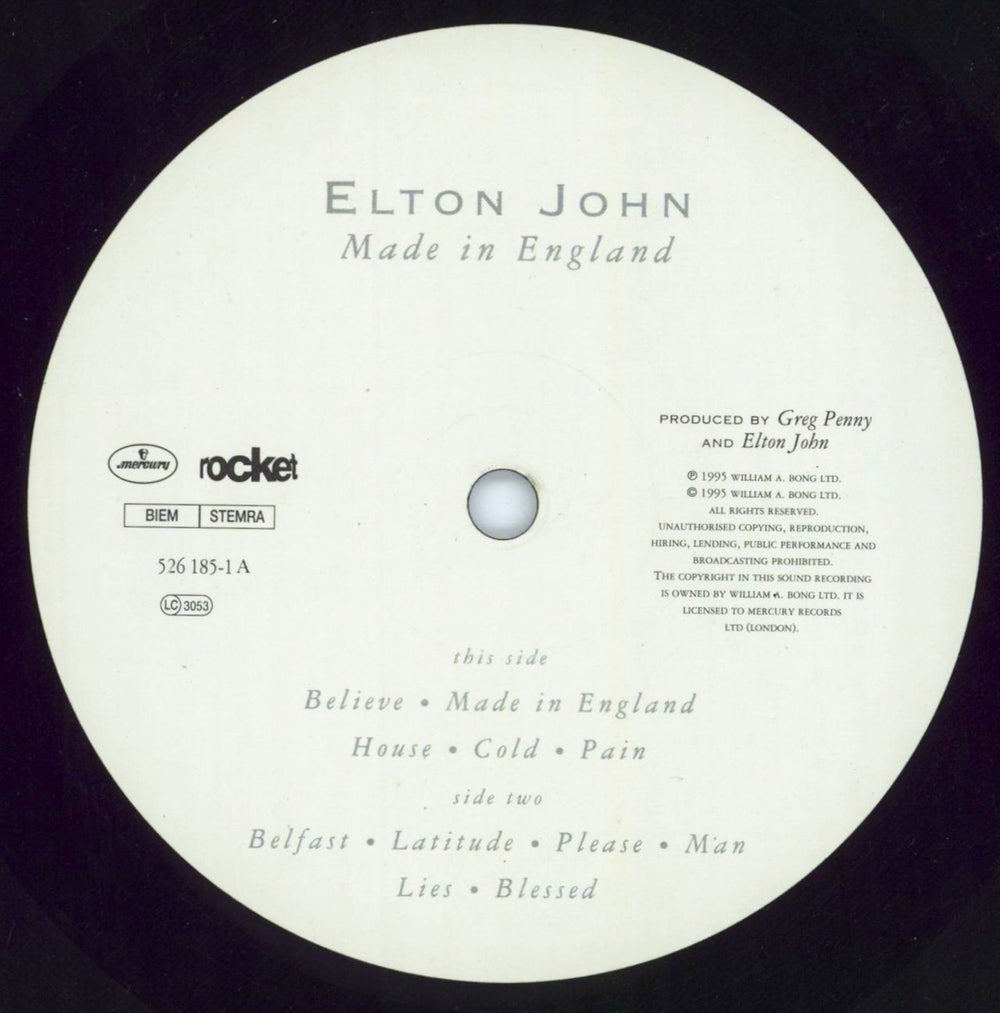 Elton John Made In England UK vinyl LP album (LP record) JOHLPMA497129