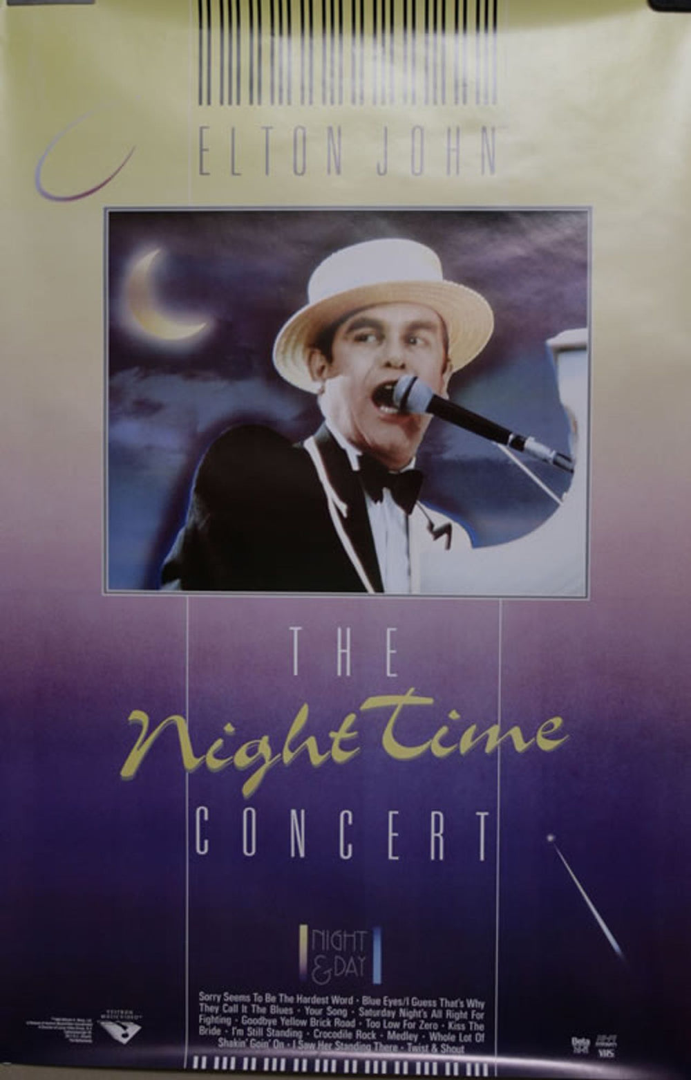 Elton John The Night Time Concert UK Promo poster PROMO POSTER