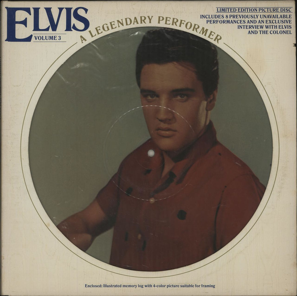 Elvis Presley A Legendary Performer Volume 3 US picture disc LP (vinyl picture disc album) CPL1-3078