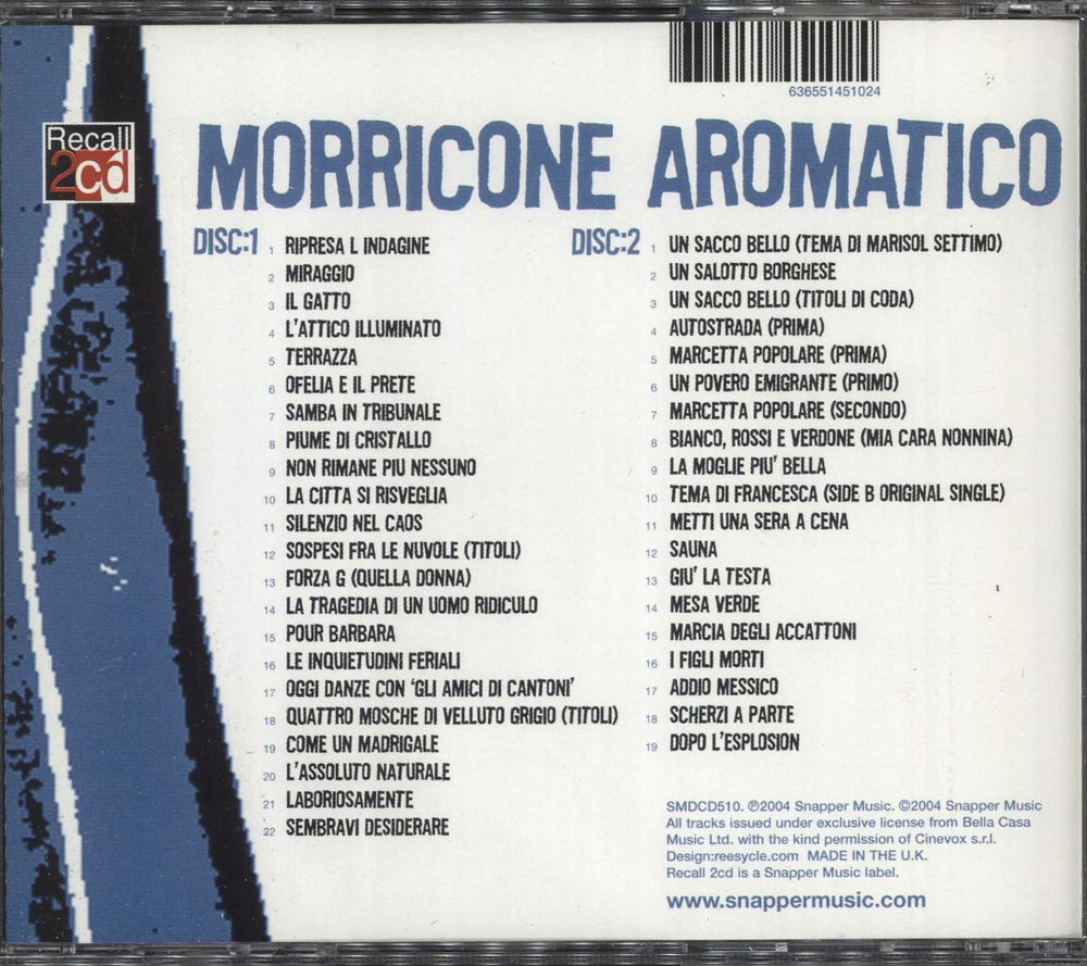 Ennio Morricone Morricone Aromatico UK 2 CD album set (Double CD) ENM2CMO744272