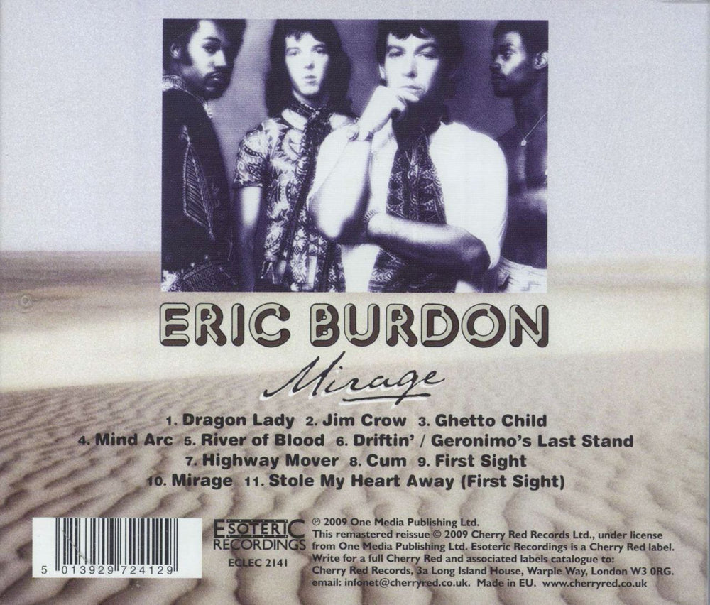 Eric Burdon Mirage UK CD album (CDLP) 5013929724129