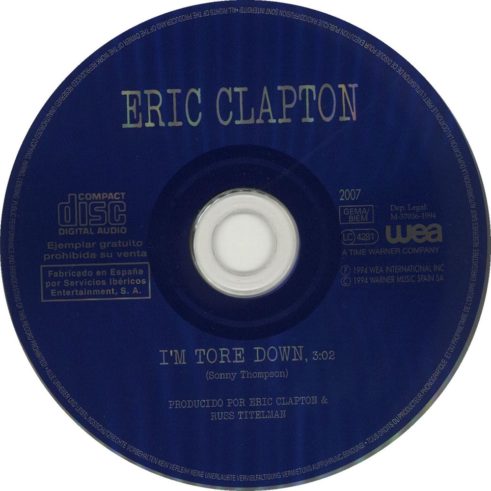 Eric Clapton I'm Tore Down Spanish Promo CD single (CD5 / 5")