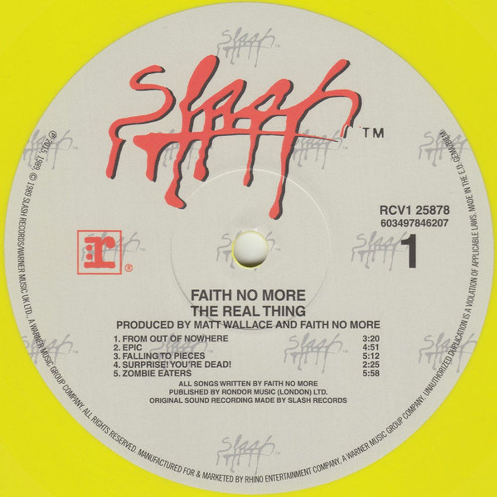 Faith No More The Real Thing - Yellow Vinyl - Sealed UK vinyl LP album (LP record) FNMLPTH761456