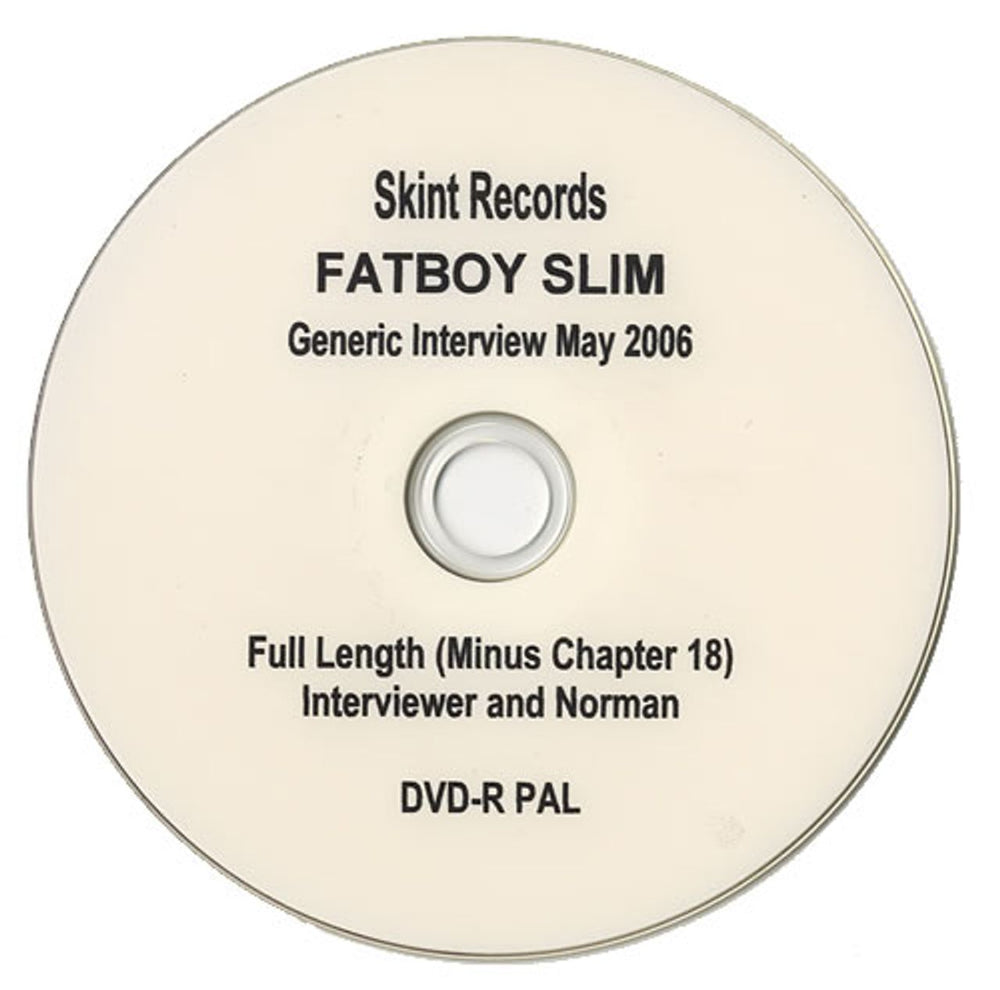 Fatboy Slim Generic Interview - May 2006 UK Promo promo DVD-R PROMO DVD-R