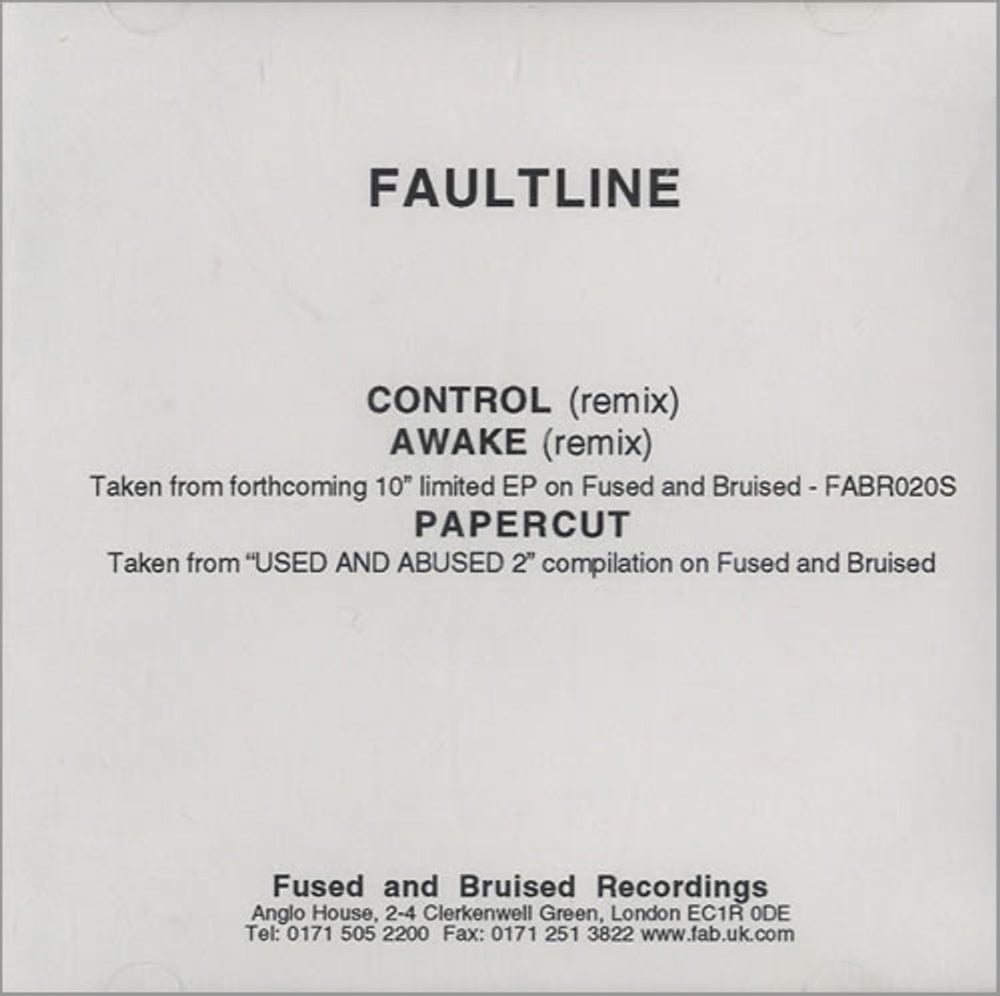 Faultline Control UK CD-R acetate CD-R ACETATE