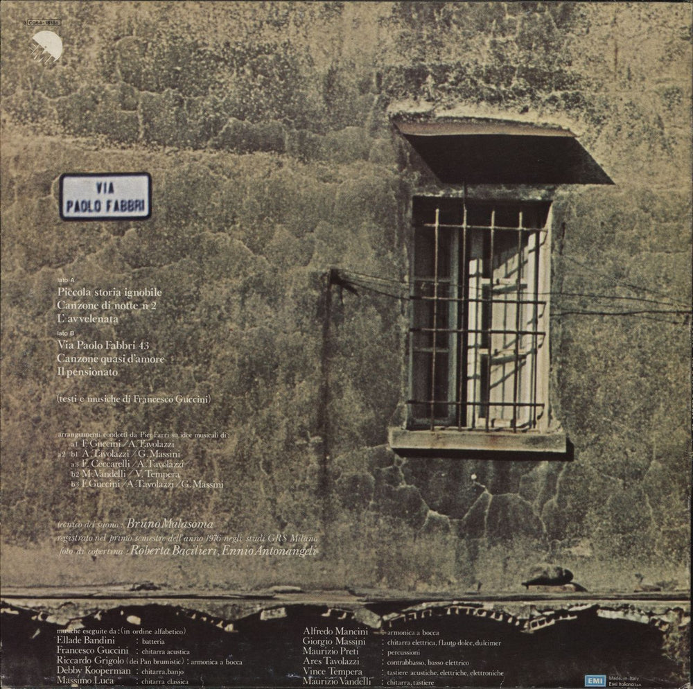 Francesco Guccini Via Paolo Fabbri 43 Italian vinyl LP album (LP record)