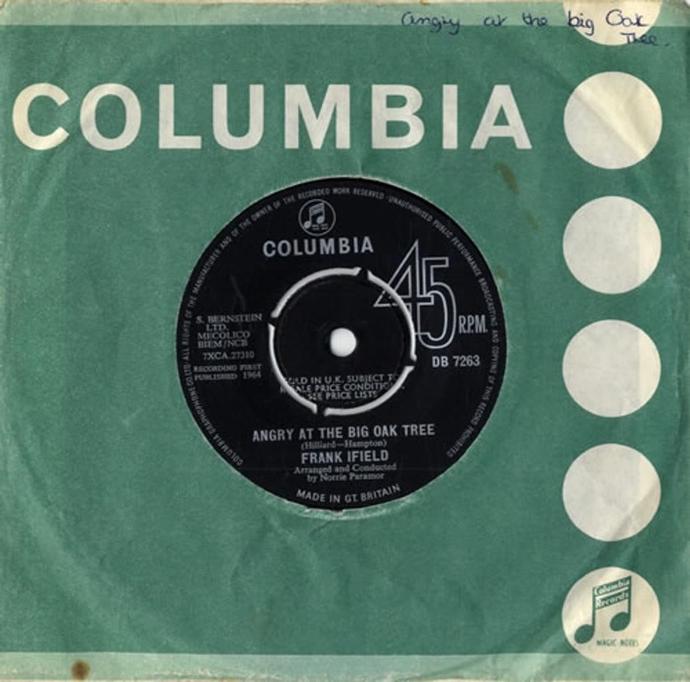 Frank Ifield Angry At The Big Oak Tree UK 7" vinyl single (7 inch record / 45) DB7263