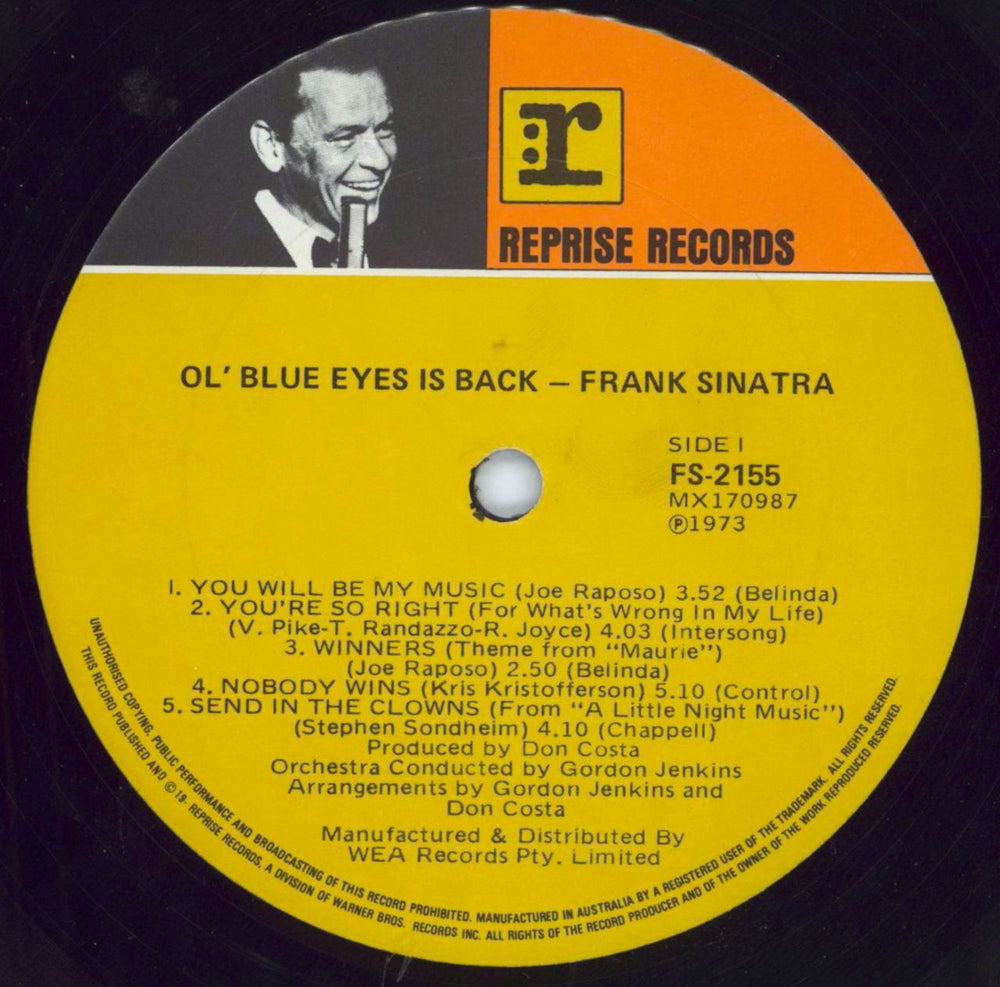 Frank Sinatra Ol' Blue Eyes Is Back - 1st + Insert Australian vinyl LP album (LP record) FRSLPOL793831