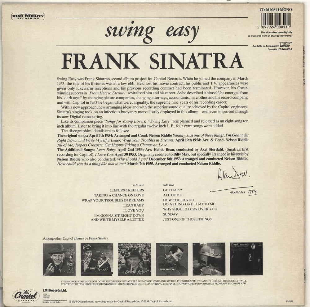 Frank Sinatra Swing Easy UK vinyl LP album (LP record) 5099926008110