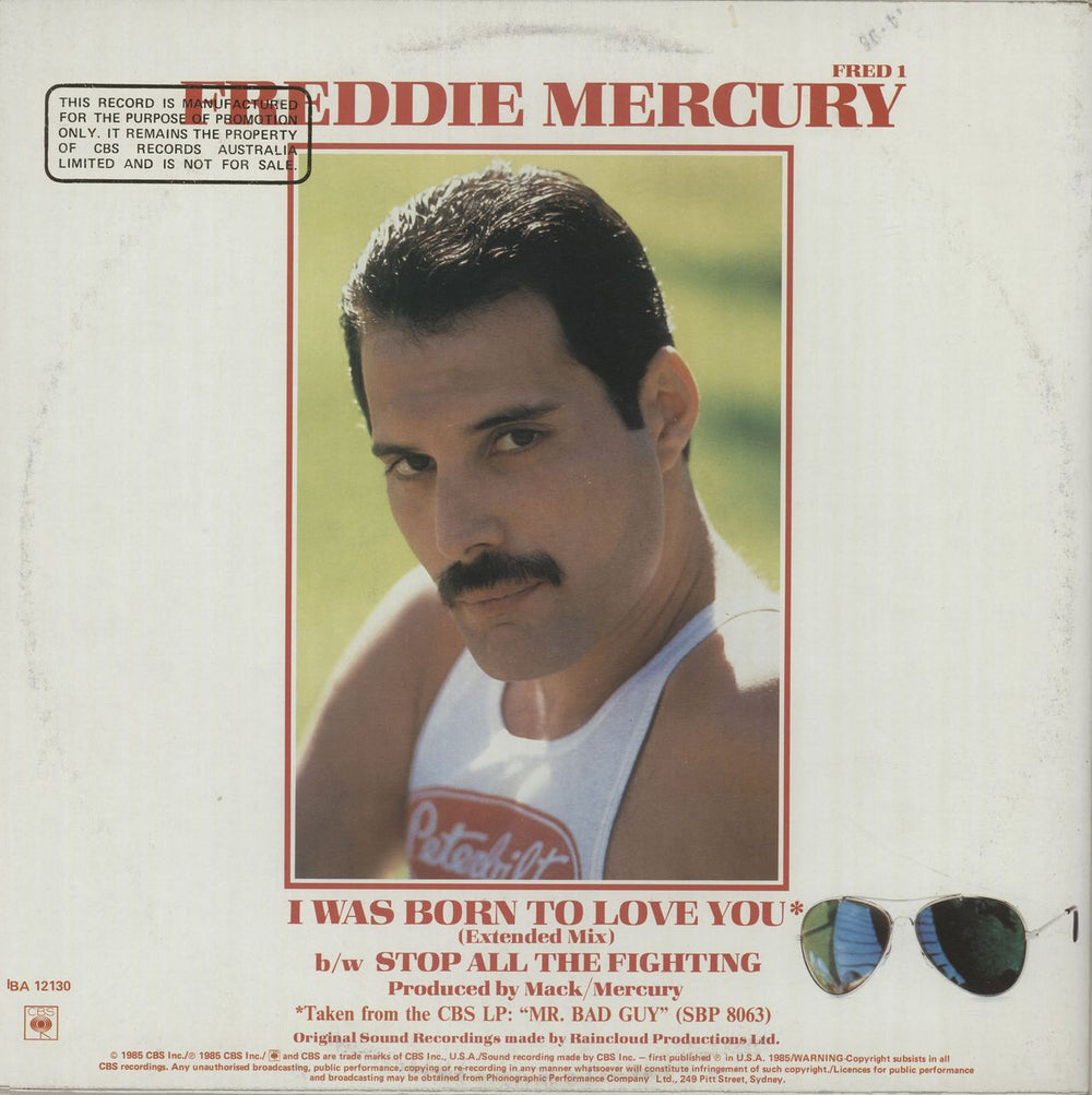 Freddie Mercury I Was Born To Love You Australian Promo 12" vinyl single (12 inch record / Maxi-single) MER12IW657193