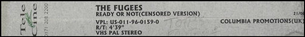 Fugees Ready Or Not - Censored UK Promo video (VHS or PAL or NTSC) PROMO VIDEO