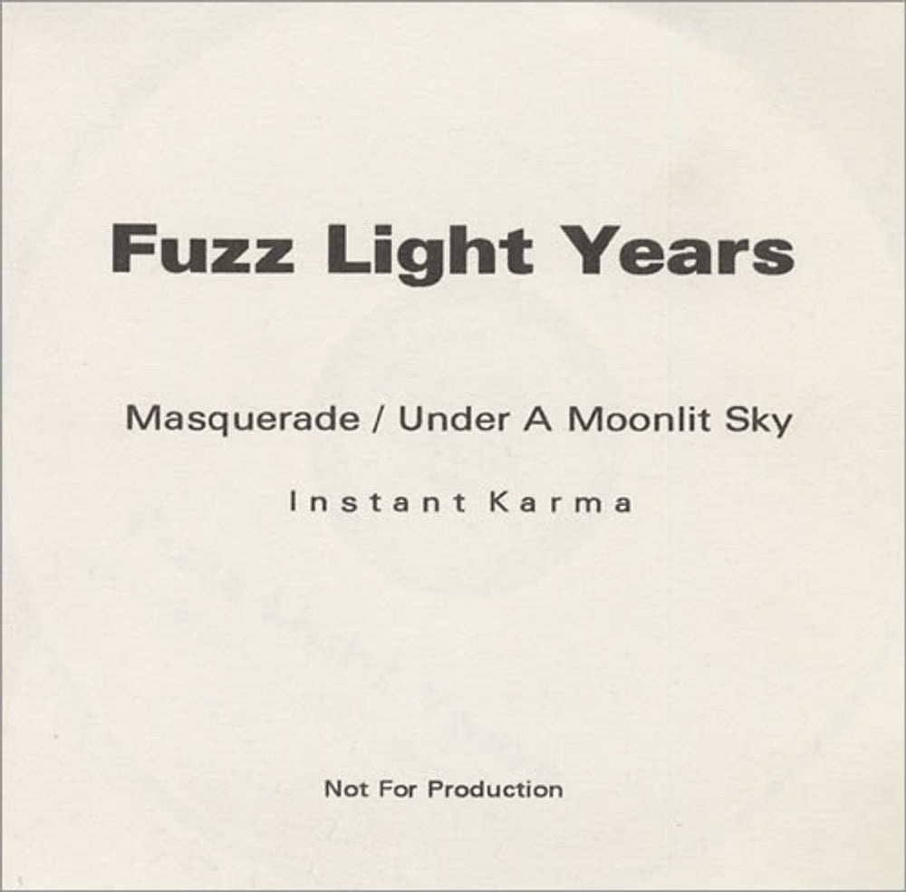 Fuzz Light Years Masquerade / Under A Moonlit Sky UK Promo CD-R acetate CD-R ACETATE