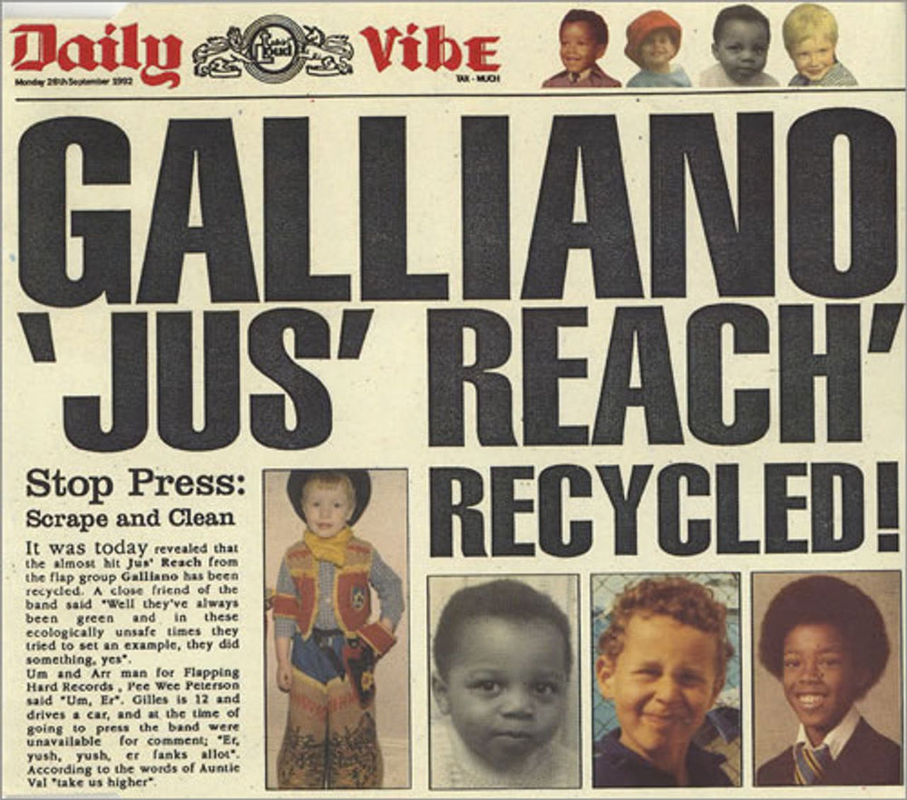 Galliano Jus' Reach Recycled UK CD single (CD5 / 5") TLKCD29