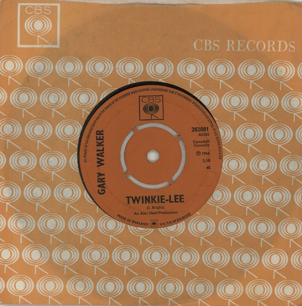 Gary Walker Twinkie-Lee UK 7" vinyl single (7 inch record / 45) 202081