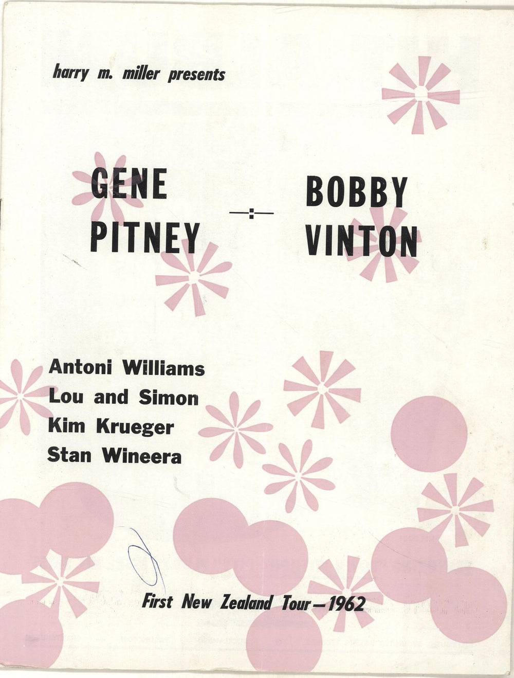 Gene Pitney Gene Pitney / Bobby Vinton New Zealand tour programme TOUR PROGRAMME