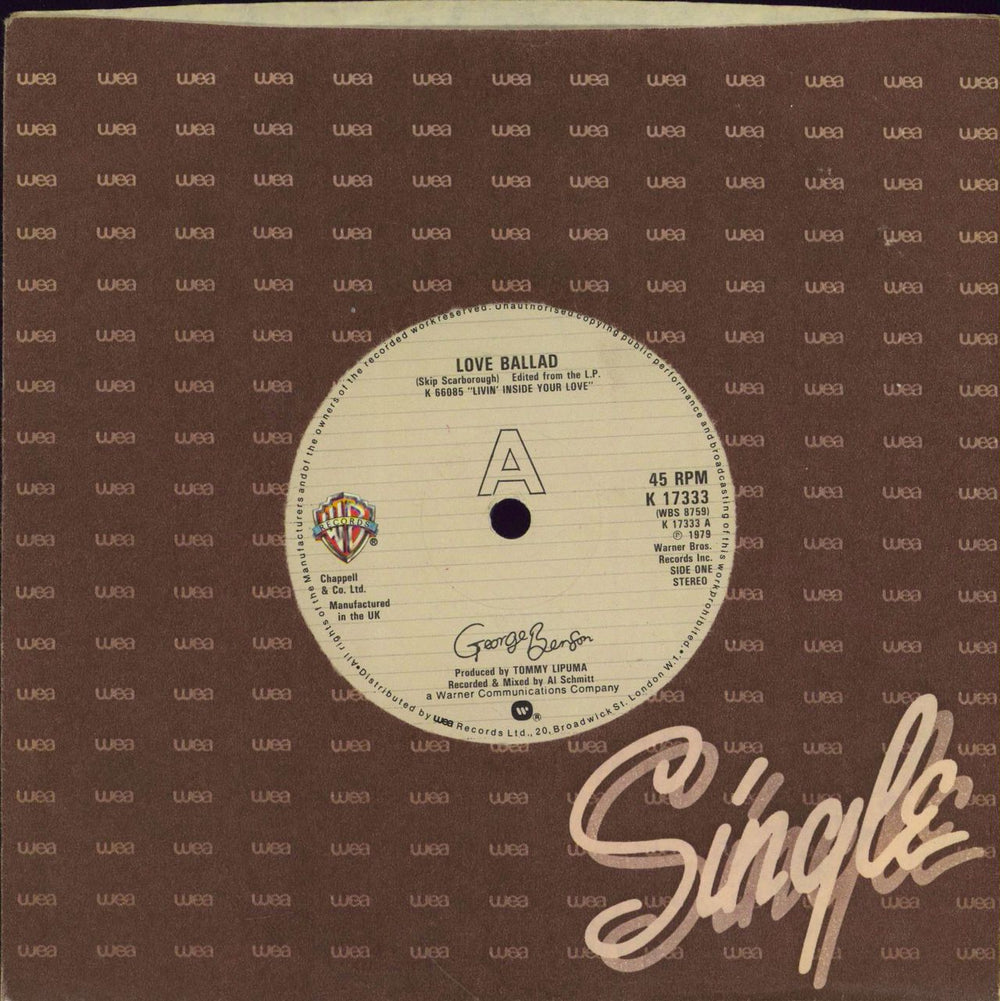 George Benson Love Ballad UK 7" vinyl single (7 inch record / 45) K17333
