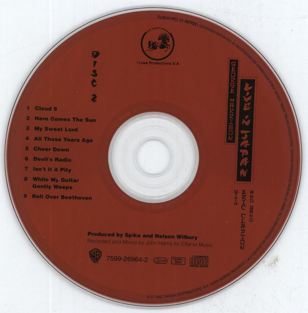 George Harrison Live In Japan German 2 CD album set (Double CD) GHA2CLI815157