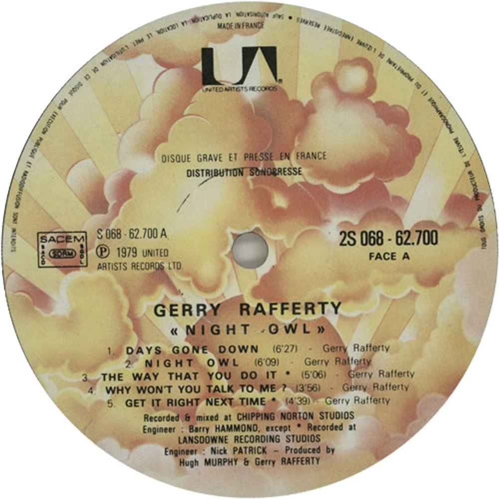 Gerry Rafferty Night Owl French vinyl LP album (LP record) GERLPNI593029