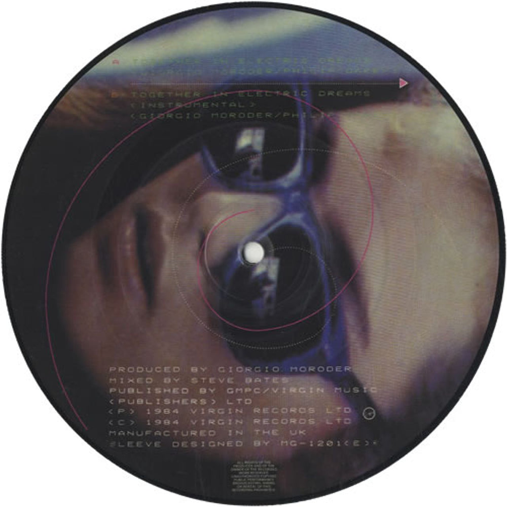 Giorgio Moroder Together In Electric Dreams UK 7" vinyl picture disc (7 inch picture disc single) GIO7PTO48166