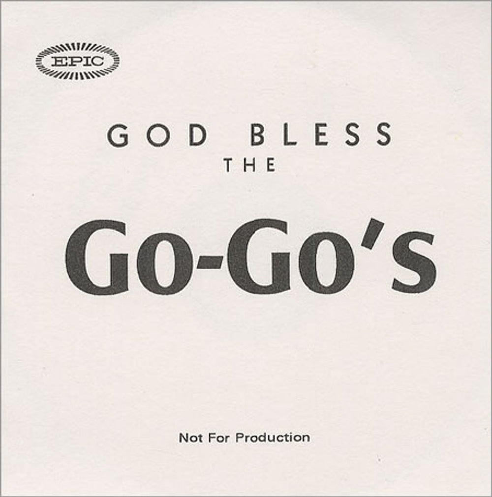 Go-Go's God Bless The Go-Go's UK Promo CD-R acetate CDR ACETATE