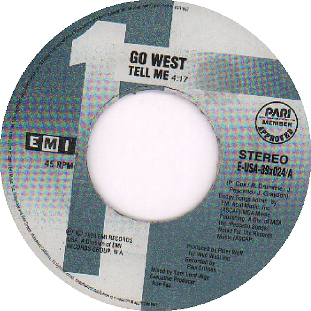 Go West Tell Me Philippino 7" vinyl single (7 inch record / 45) E-USA-89X024
