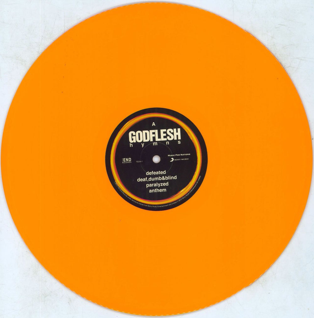 Godflesh Hymns - Solid Orange Vinyl US 2-LP vinyl record set (Double LP Album) GA52LHY806855