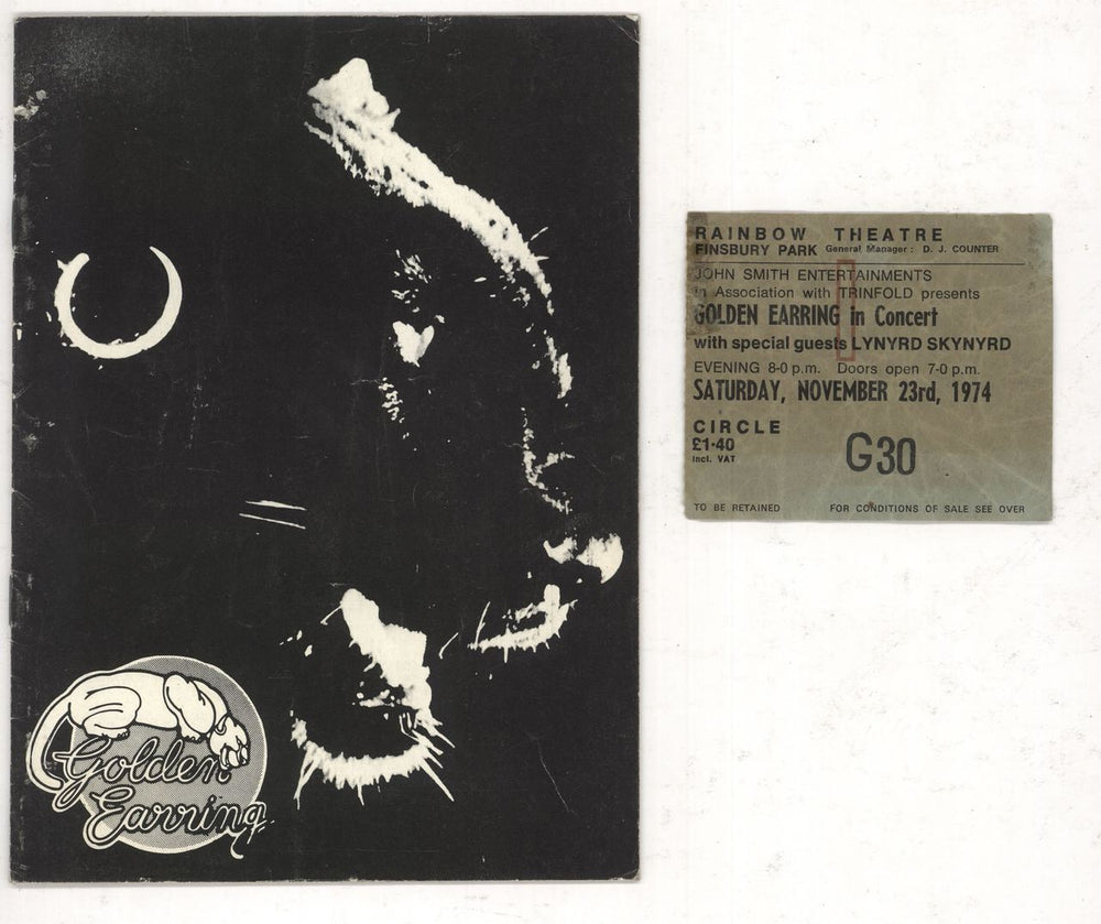 Golden Earring In Concert + Ticket stub UK tour programme PROGRAMME & TICKET
