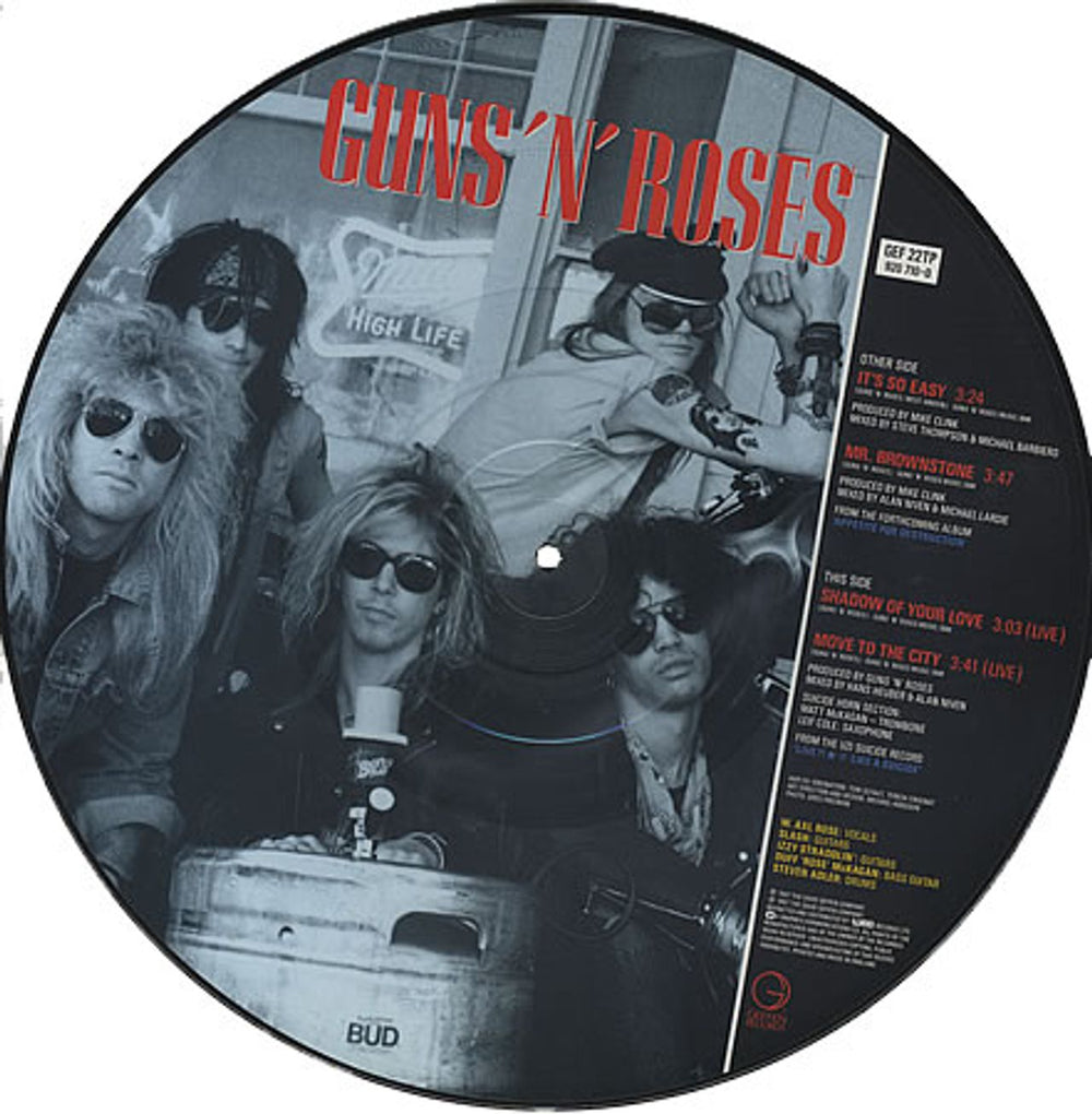 Guns N Roses It's So Easy - Stickered UK 12" vinyl picture disc (12 inch picture record) GNR2PIT07789