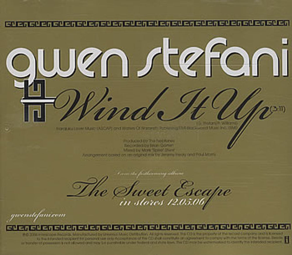 Gwen Stefani Wind It Up US Promo CD single (CD5 / 5") GWSC5WI384382