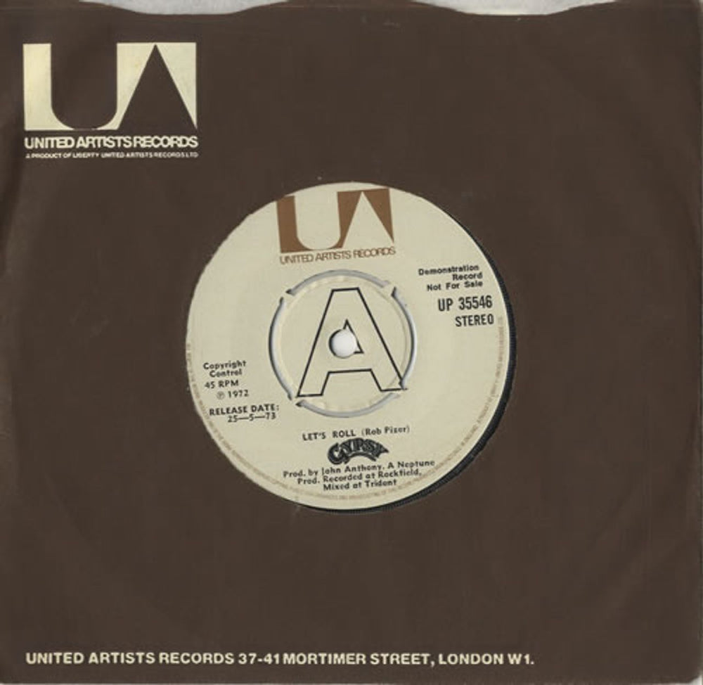 Gypsy Let's Roll - A Label UK Promo 7" vinyl single (7 inch record / 45) UP35546