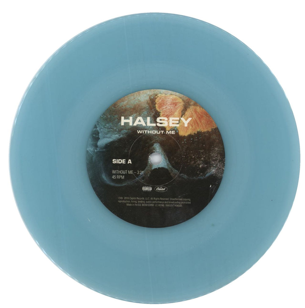 Halsey Without Me - Clear Blue Vinyl UK 7" vinyl single (7 inch record / 45) 0CL07WI814933