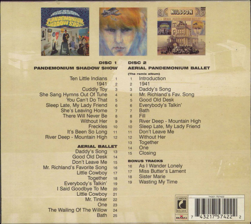 Harry Nilsson Pandemonium Shadow Show/ Aerial Ballet/ Aerial Pandemonium UK 2 CD album set (Double CD) 743217574222