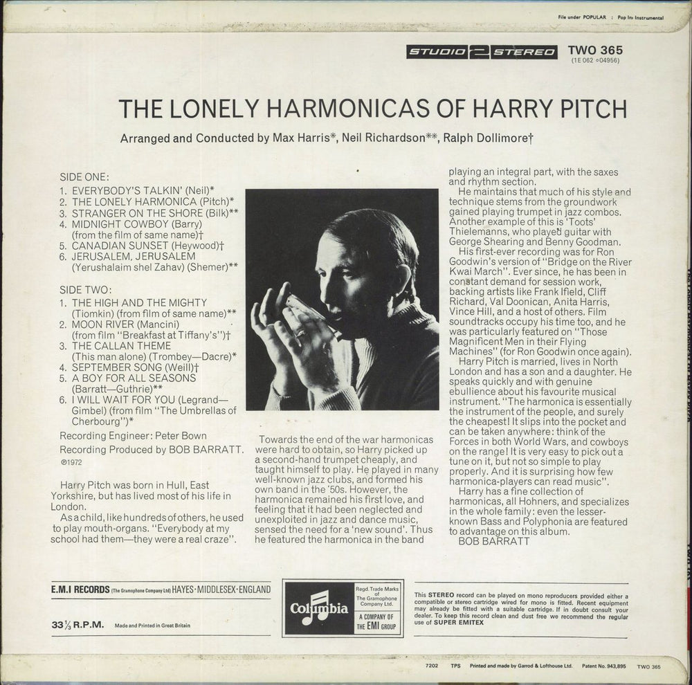 Harry Pitch The Lonely Harmonicas Of Harry Pitch UK vinyl LP album (LP record)