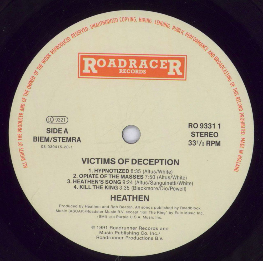 Heathen Victims Of Deception Dutch vinyl LP album (LP record) HSBLPVI830797