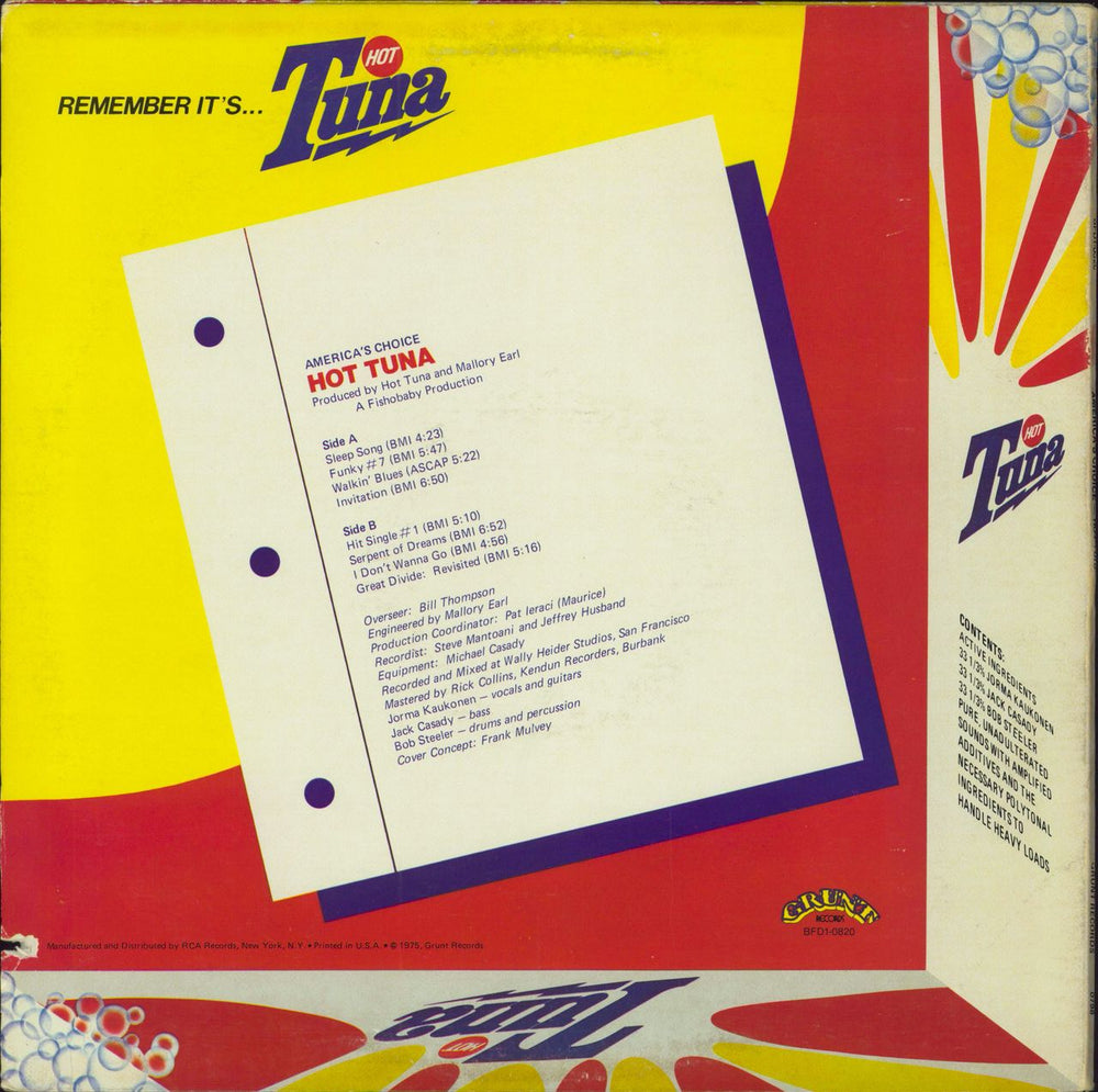 Hot Tuna America's Choice - Quadraphonic UK vinyl LP album (LP record)