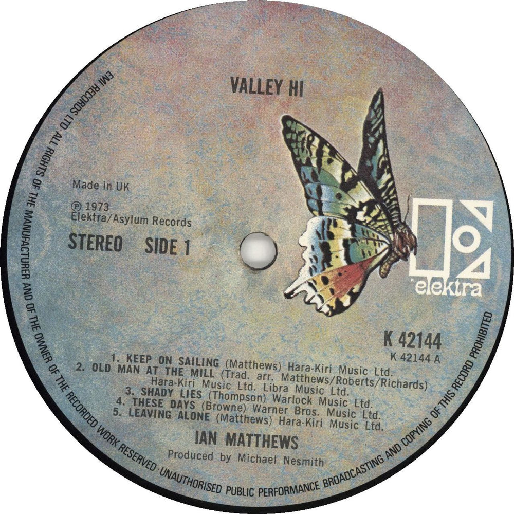 Ian Matthews Valley Hi UK vinyl LP album (LP record) IAMLPVA496422