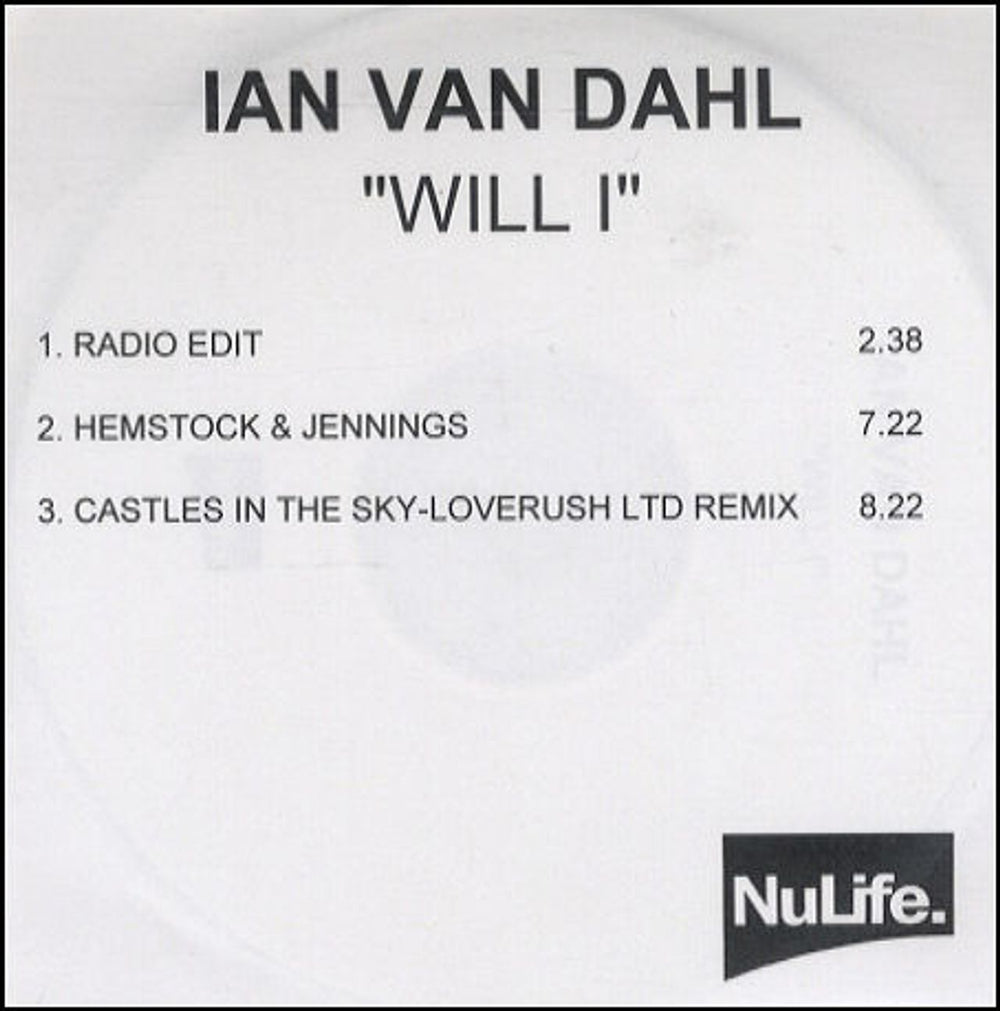 Ian Van Dahl Will I UK Promo CD-R acetate CD-R ACETATE