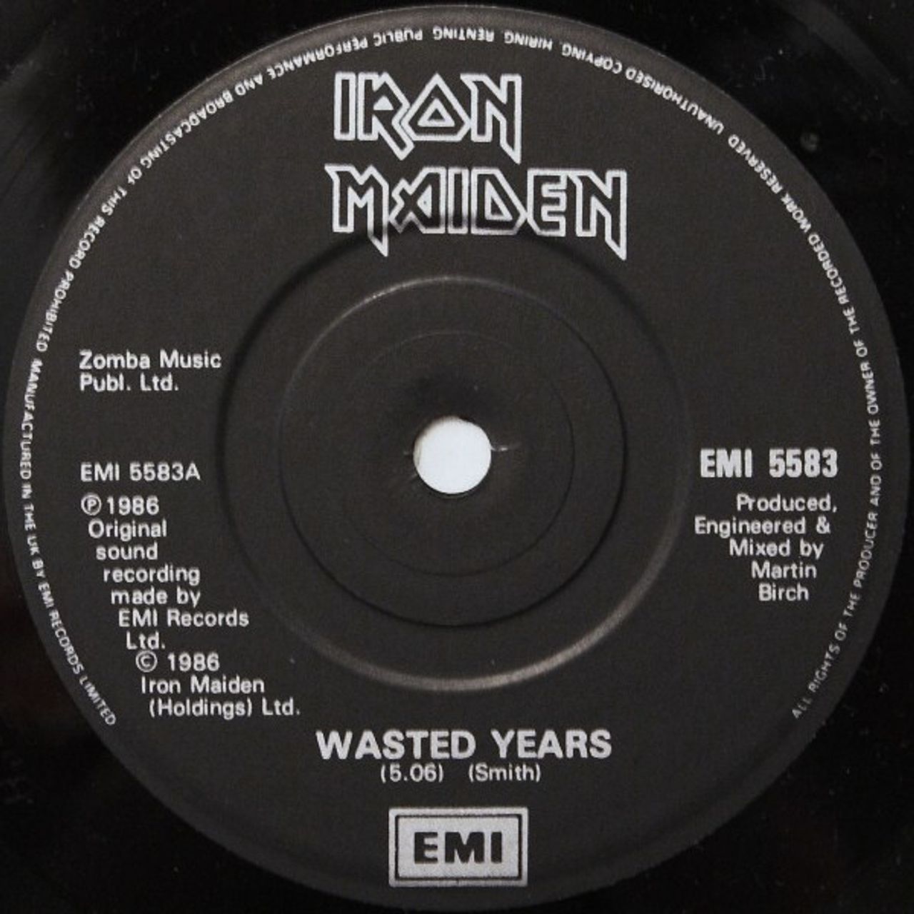 Iron Maiden Wasted Years - Solid UK 7 vinyl — RareVinyl.com