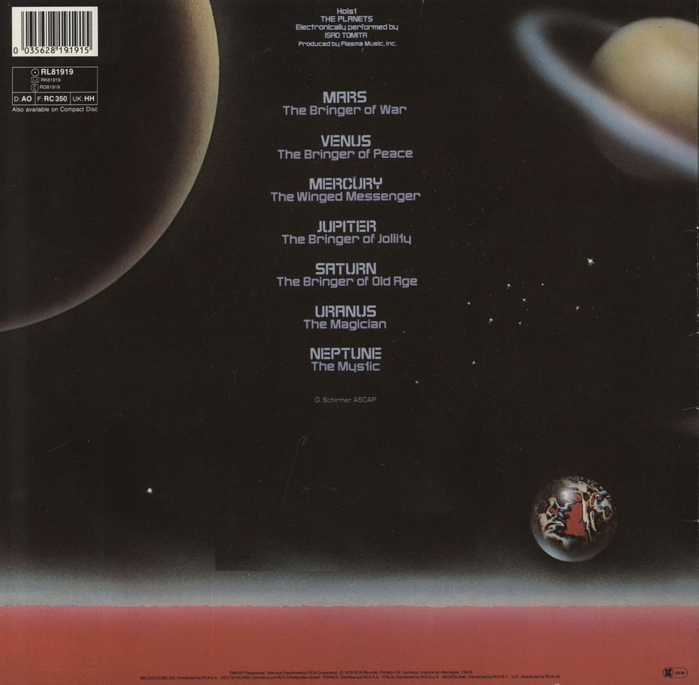 Isao Tomita The Planets German vinyl LP album (LP record)