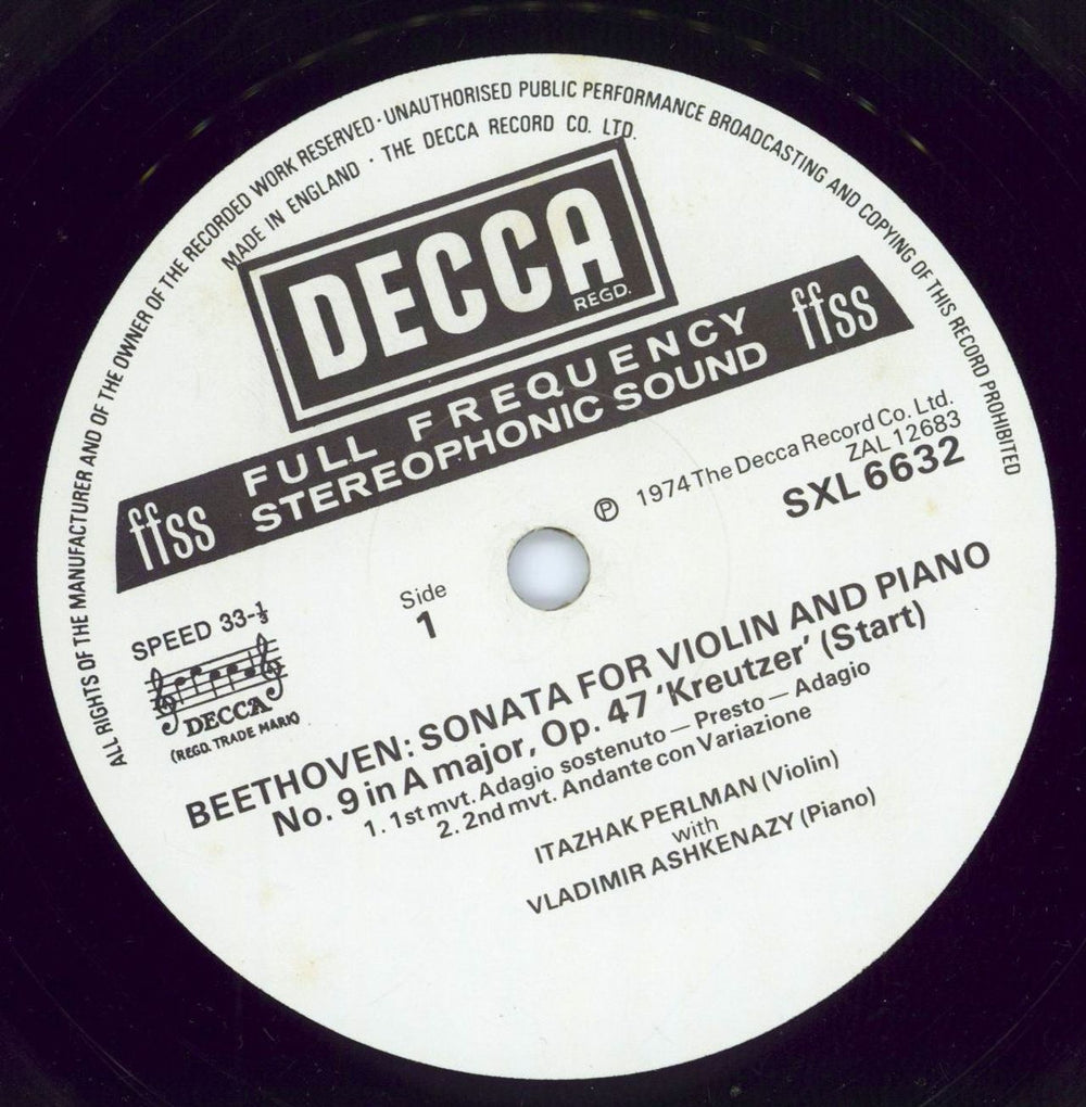 Itzhak Perlman & Vladimir Ashkenazy Beethoven: Violin Sonatas No. 9 'Kreutzer' & No. 2 - Export UK vinyl LP album (LP record) IS2LPBE777185