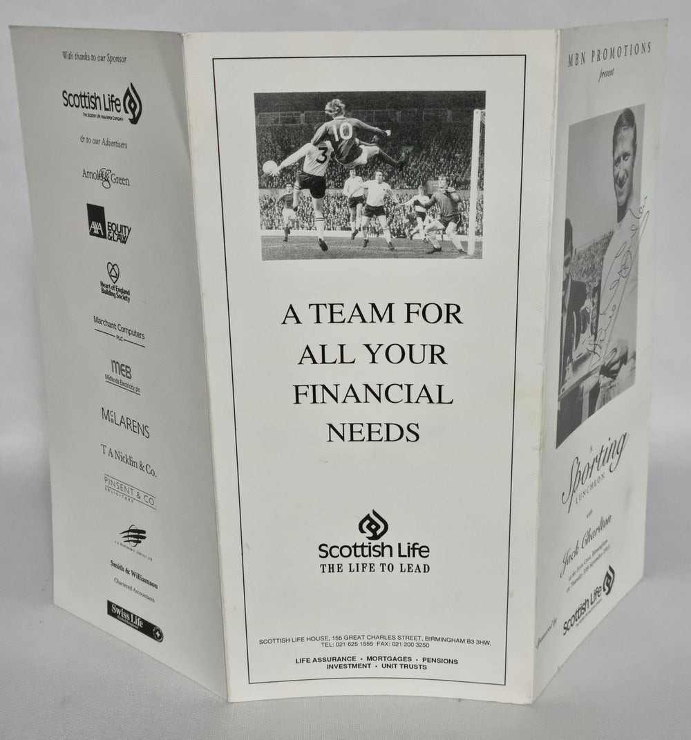 Jack Charlton A Sporting Luncheon - Autographed UK Promo memorabilia
