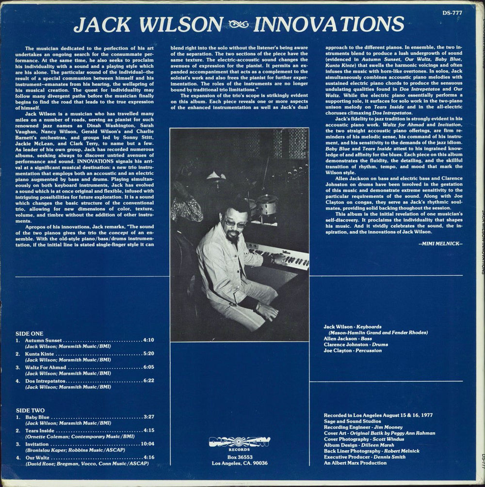 Jack Wilson Innovations US vinyl LP album (LP record)