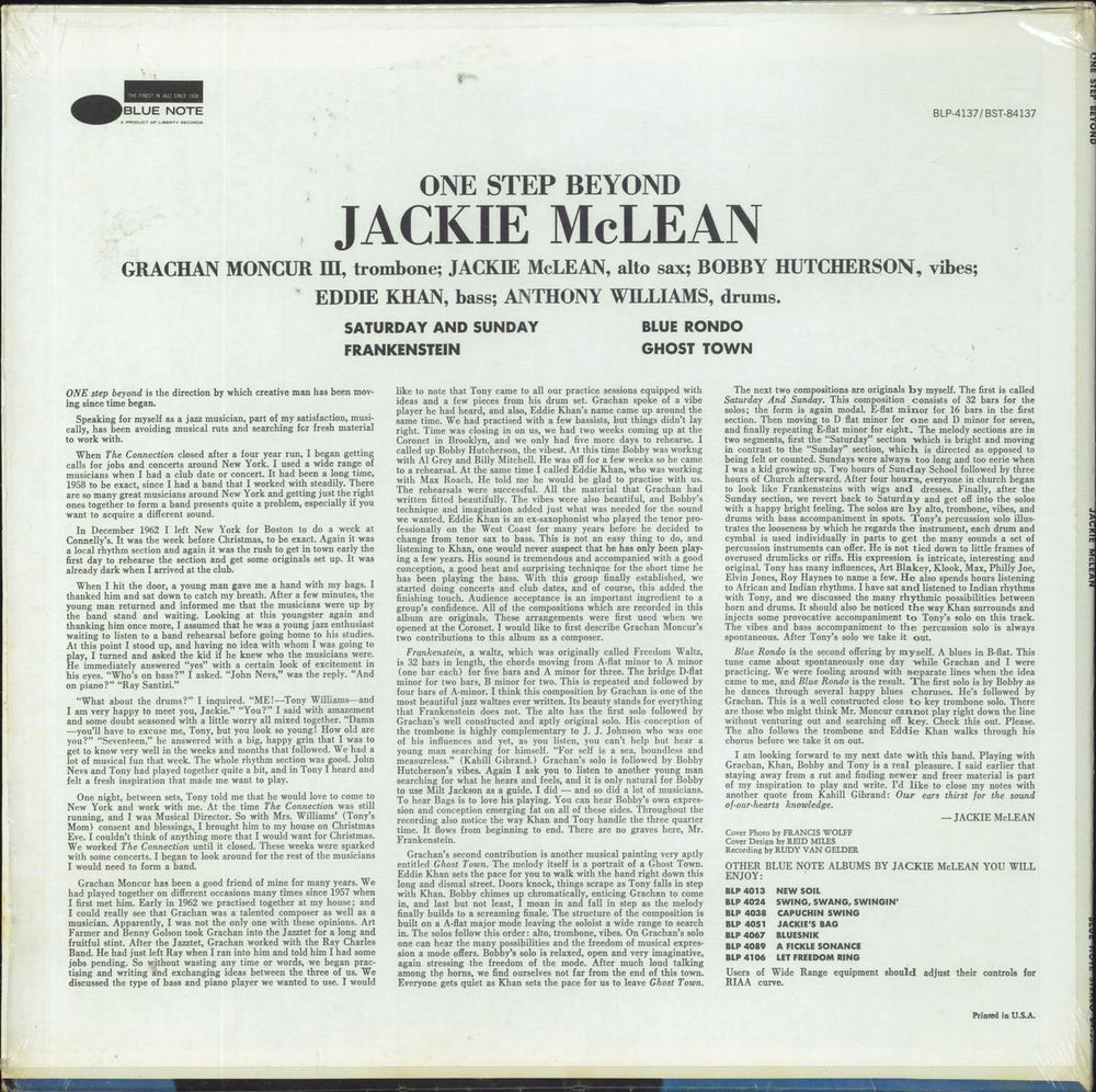 Jackie McLean One Step Beyond - Open Shrink US vinyl LP album (LP record)